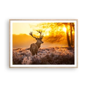 Plakát v rámu světlý dub - Král podzimního lesa - 100x70 cm