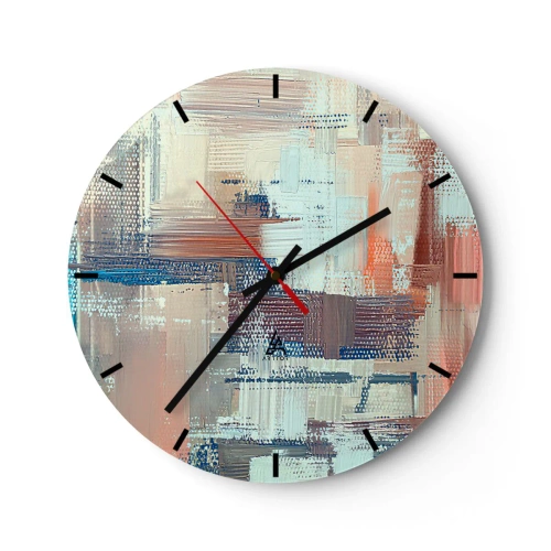 Nástěnné hodiny - Abstraktní kompozice tahů štětcem v pastelových barvách. - 30x30cm - Dostat se ke světlu - Moderní nástěnná dekorace do obývacího pokoje, kuchyně a ložnice ARTTOR