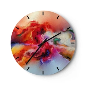 Nástěnné hodiny - Abstraktní směs barev vytvářející dynamickou kompozici. - 30x30cm - Jak zachytit sny - dým - Moderní nástěnná dekorace do obývacího pokoje, kuchyně a ložnice ARTTOR