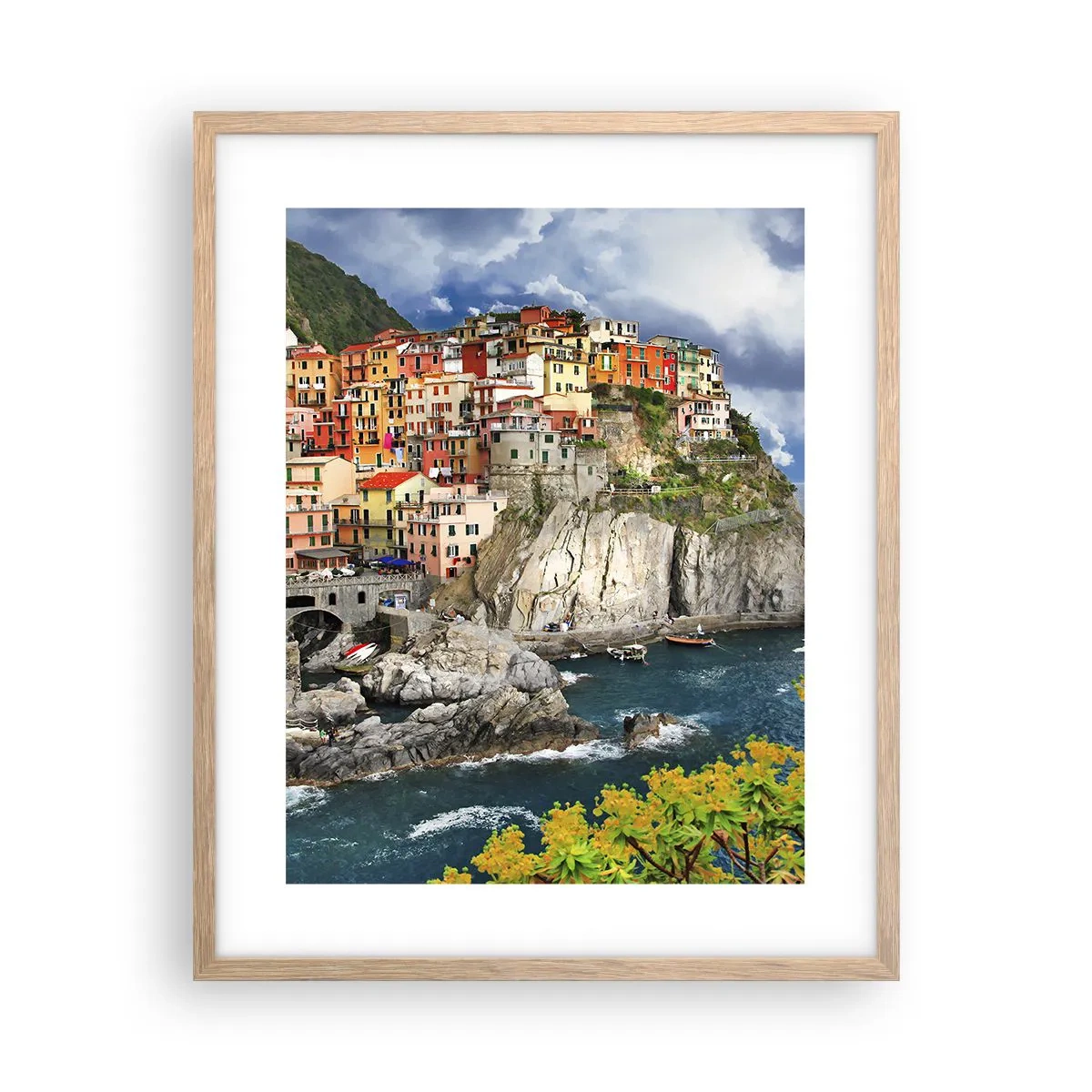 Plakát v rámu světlý dub - Hromádka přitulená ke skalám - 40x50 cm
