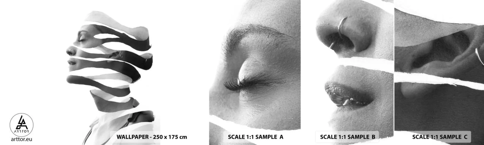 Vzor Fototapety Samolepicí Deluxe Sticker - Surrealistický portrét - Abstrakce, Kus, Žena - 100x30 cm