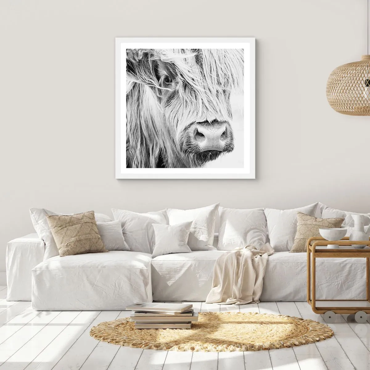Plakát v bílém rámu - Skotská divokost - 30x30 cm