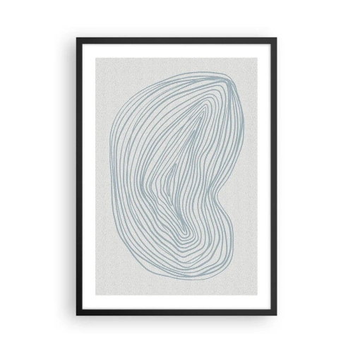 Plakát v černém rámu - Minimalistická abstrakce s lineárním vzorem v odstínech modré. - 50x70cm - Úsměv kapky - Moderní nástěnná dekorace do obývacího pokoje a ložnice ARTTOR