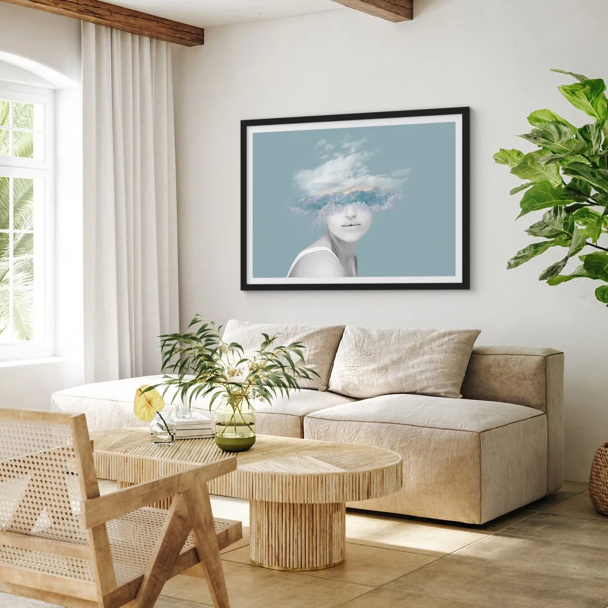 Plakát v černém rámu - S hlavou v oblacích - 100x70 cm