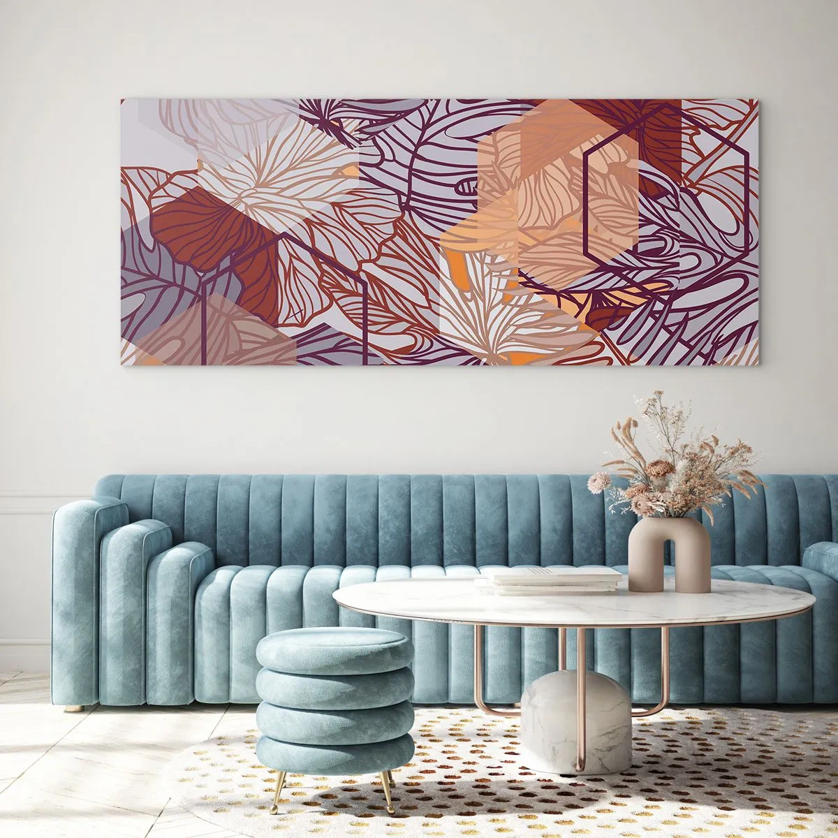 Obraz na skle - Nemožný vztah mezi geometrií a přírodou - 160x50 cm