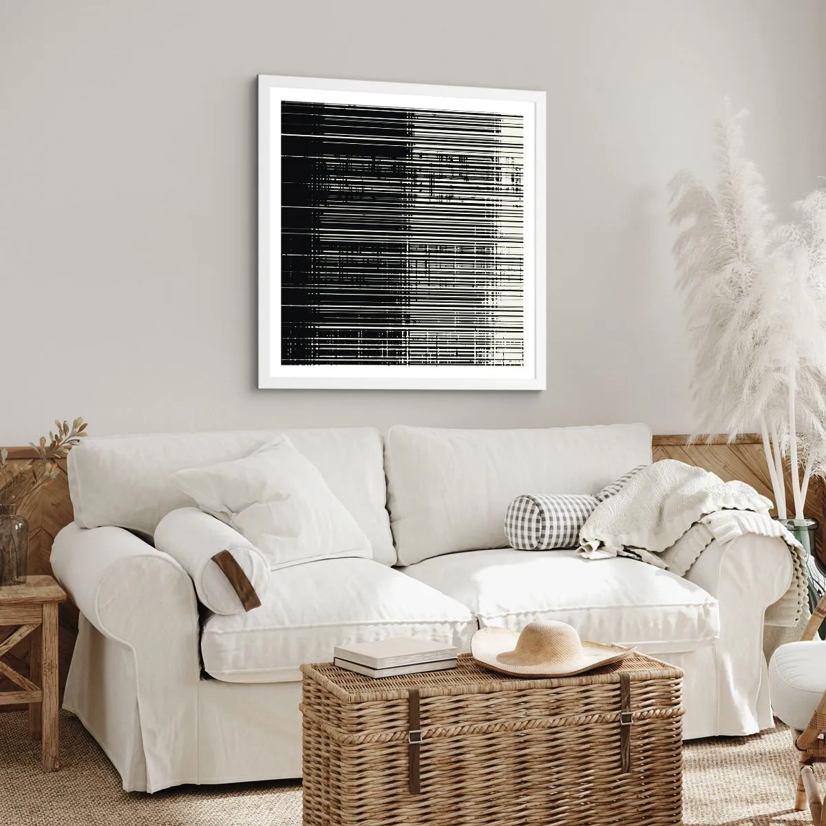 Plakát v bílém rámu - Vlny a vibrace - 60x60 cm