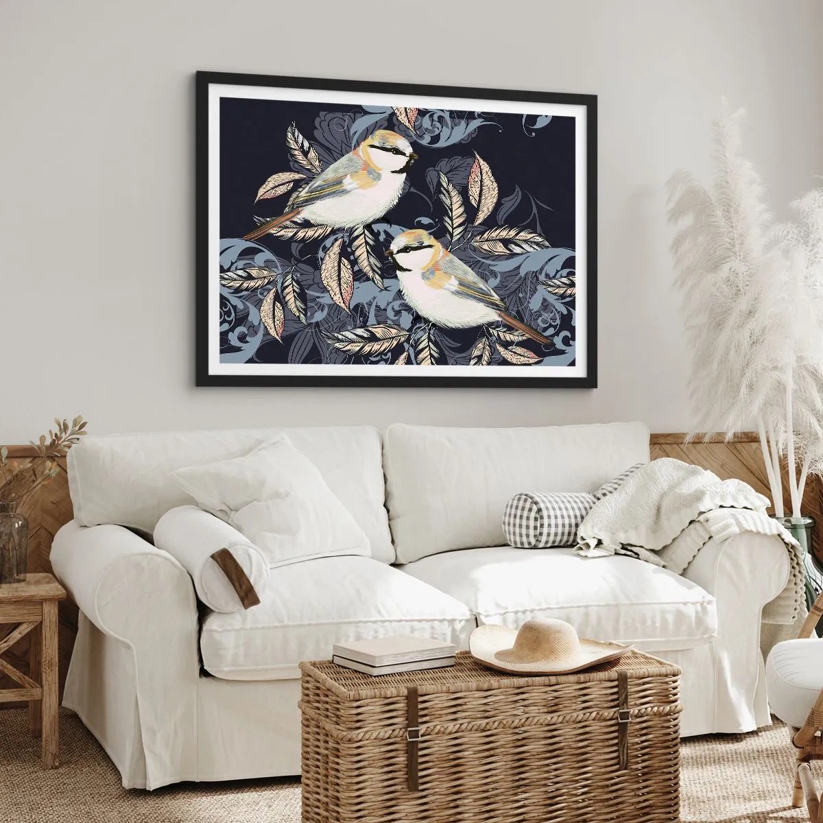 Plakát v černém rámu - Žlutomodrá píseň - 70x50 cm