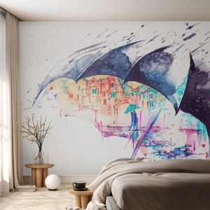 Fototapeta Premium Canvas - Procházka v dešti - Abstrakce, Deštník, Architektura - 400x280 cm