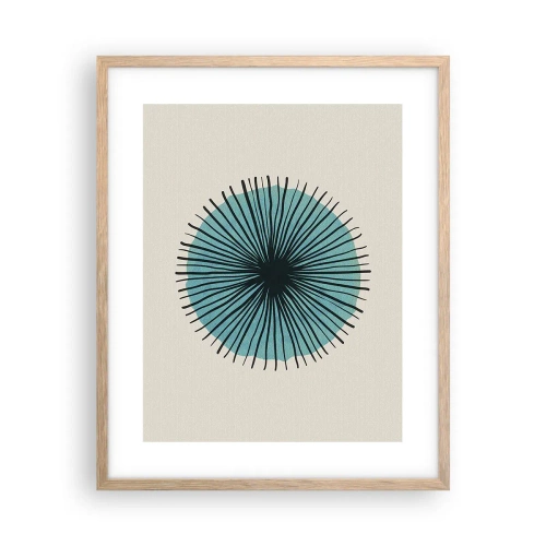 Plakát v rámu světlý dub - Zářící modrá - 40x50 cm