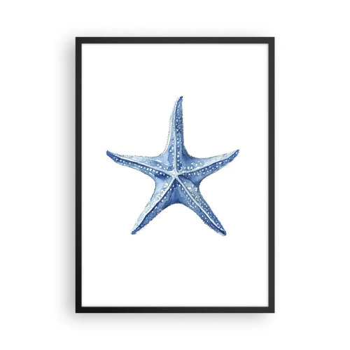 Plakát v černém rámu - Modrá hvězdice na bílém pozadí - 50x70cm - Hvězda moře - Moderní nástěnná dekorace do obývacího pokoje a ložnice ARTTOR