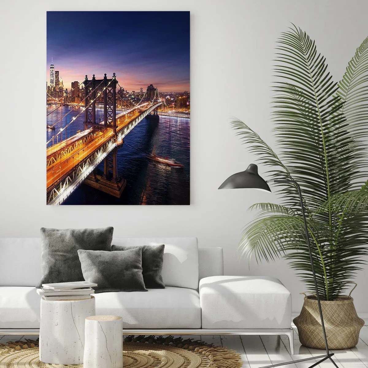 Obraz na skle - Zářící most do srdce města - 50x70 cm