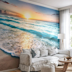 Fototapeta Samolepicí Deluxe Sticker - Výhled, který stojí za to - Krajina, Pláž, Západ slunce - 500x350 cm