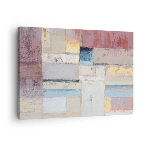 Obraz na plátně - Geometrická kompozice v pastelových barvách - 70x50cm - Klid geometrie - Moderní nástěnná dekorace do obývacího pokoje a ložnice ARTTOR