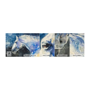 Vzor Fototapety Samolepicí Deluxe Sticker - Portrét v modré záři - Kůň, Malování, Zvířata - 100x30 cm