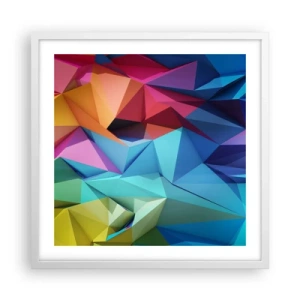 Plakát v bílém rámu - Duhové origami - 50x50 cm