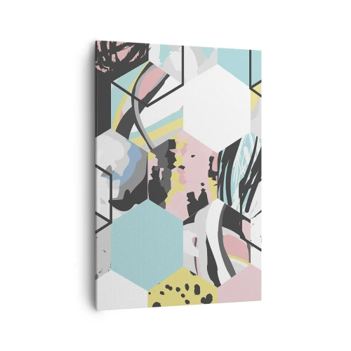 Obraz na plátně - Šestiúhelníky a krychle v šesti barvách - 70x100 cm