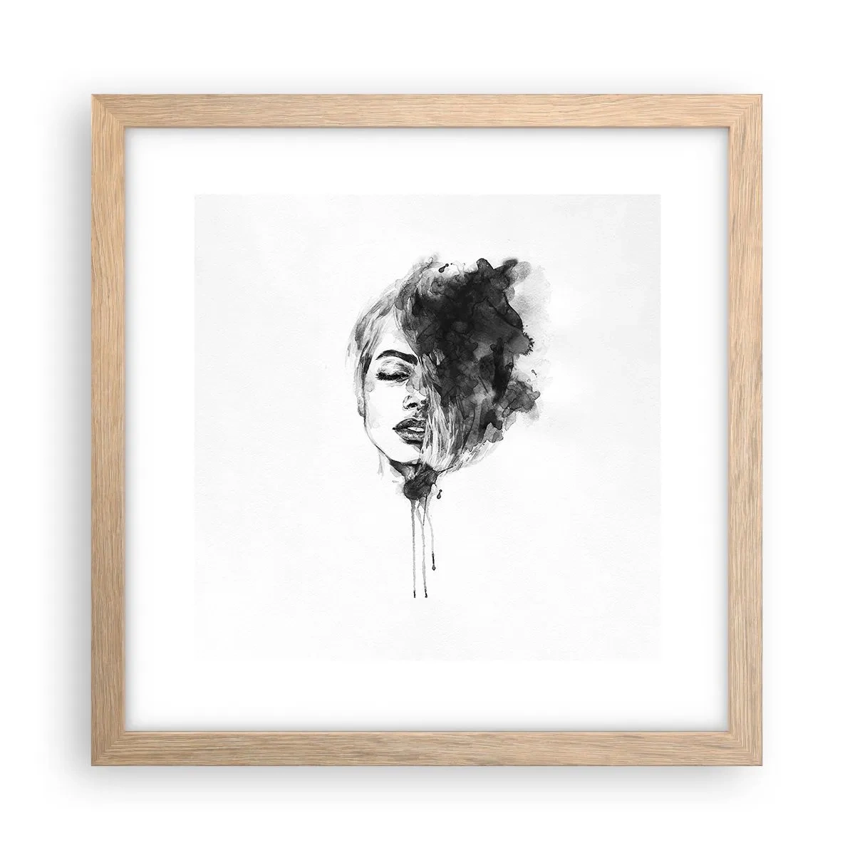 Plakát v rámu světlý dub - O čem sní dívka - 30x30 cm