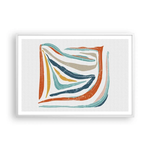 Plakát v bílém rámu - Přátelsky usměvavá abstrakce - 100x70 cm
