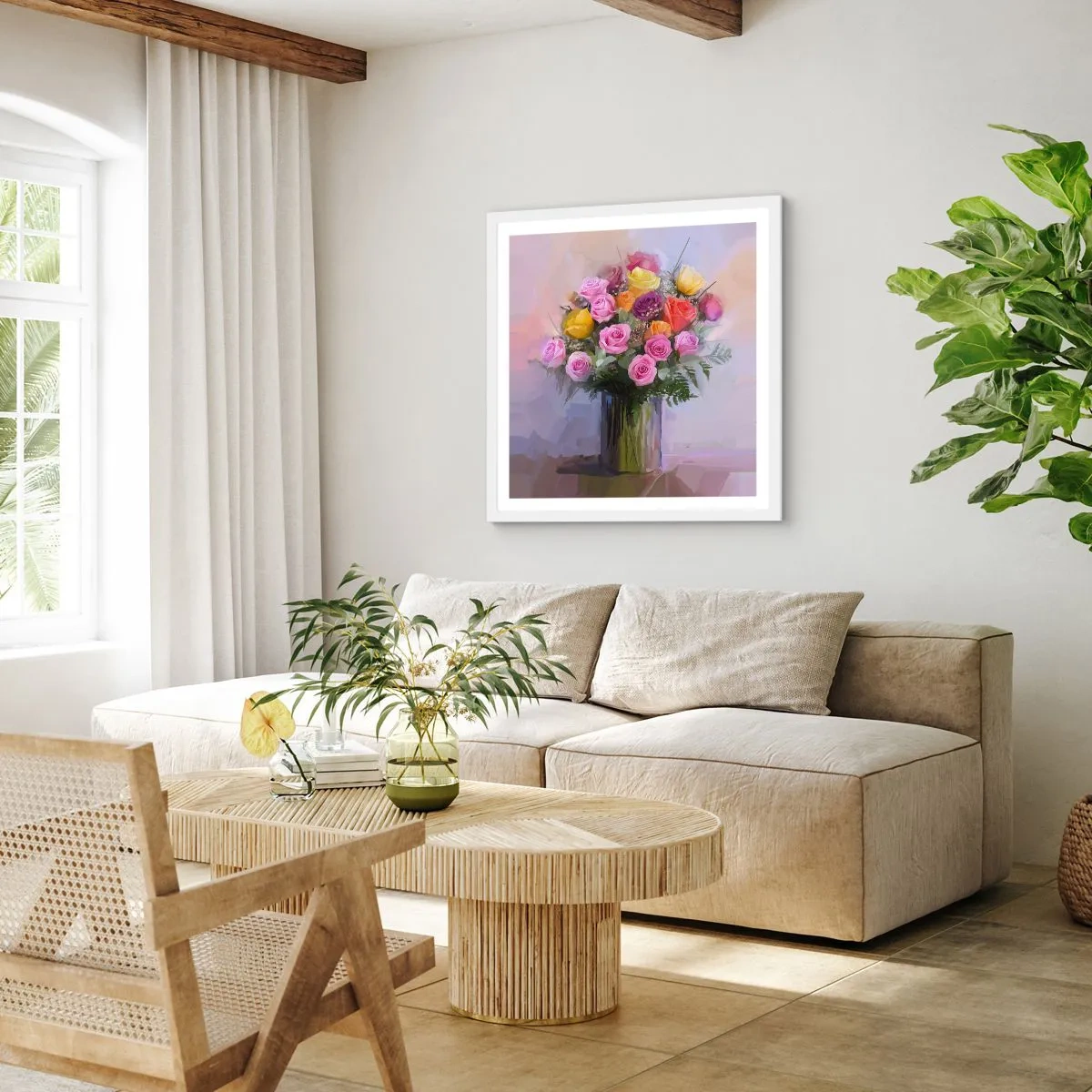 Plakát v bílém rámu - Zachycená krása - 60x60 cm
