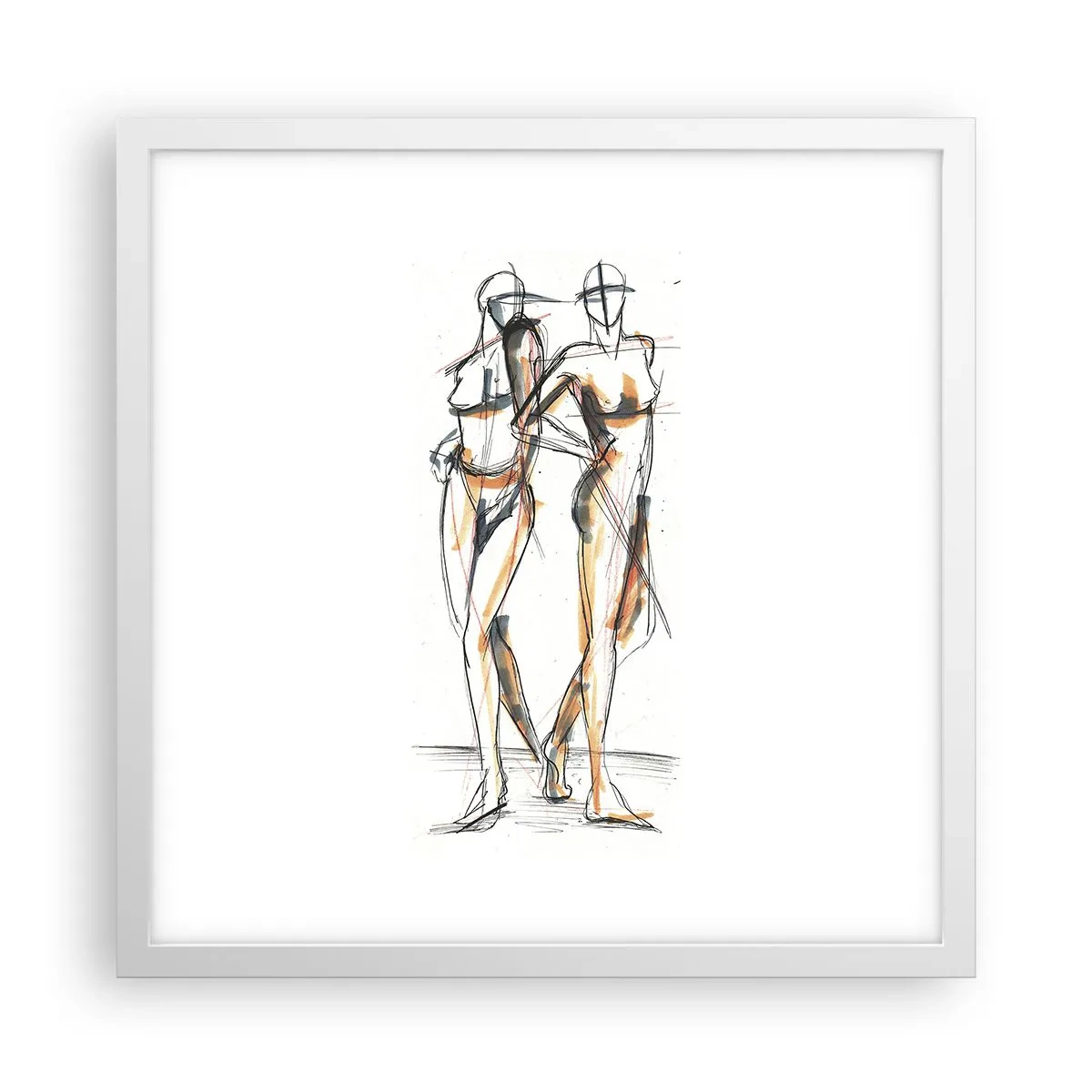 Plakát v bílém rámu - Studie šarmu - 40x40 cm