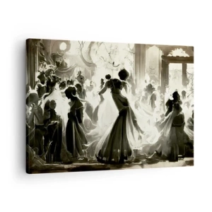 Obraz na plátně - Retro styl míče v černé a bílé barvě - 70x50cm - Velká maškaráda - Moderní nástěnná dekorace do obývacího pokoje a ložnice ARTTOR
