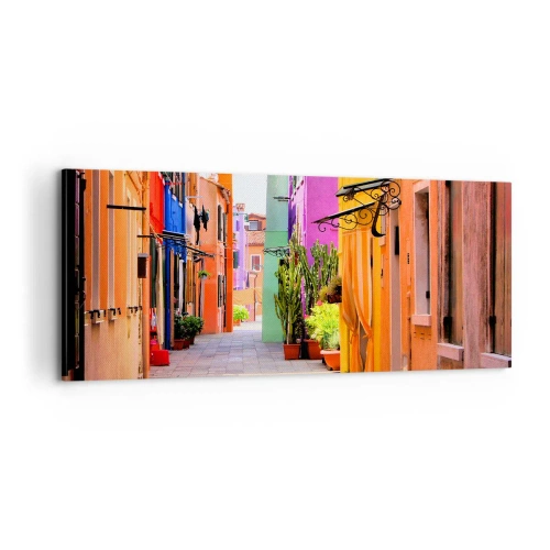 Obraz na plátně - Duhová ulička - 100x40 cm