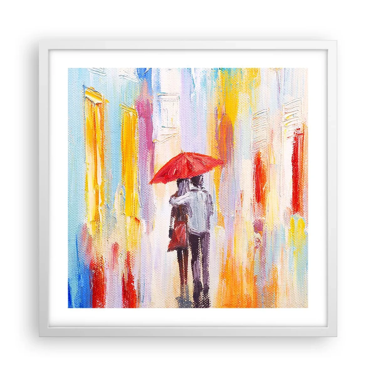 Plakát v bílém rámu - Ať prší dál - 50x50 cm