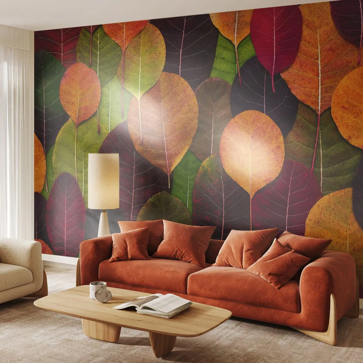 Fototapeta Samolepicí Deluxe Sticker - Podzimní mozaika - Grafika, Barevné listy, Kus - 250x175 cm
