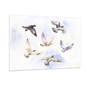 Obraz na skle - Svoboda v šedé a modré - 120x80 cm