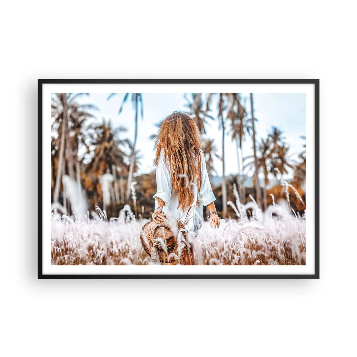 Plakát v černém rámu - Zrozená z travní chmýří - 100x70 cm