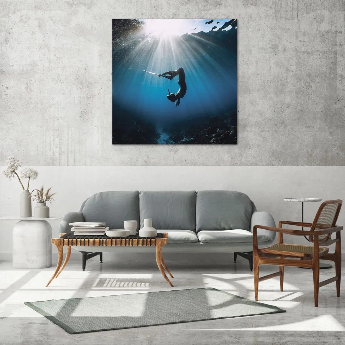 Obraz na skle - Podvodní tanec - 70x70 cm