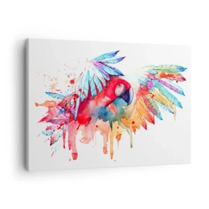 Obraz na plátně - Papoušek v uměleckém stylu akvarelu - 70x50cm - Barevní papoušci - Moderní nástěnná dekorace do obývacího pokoje a ložnice ARTTOR