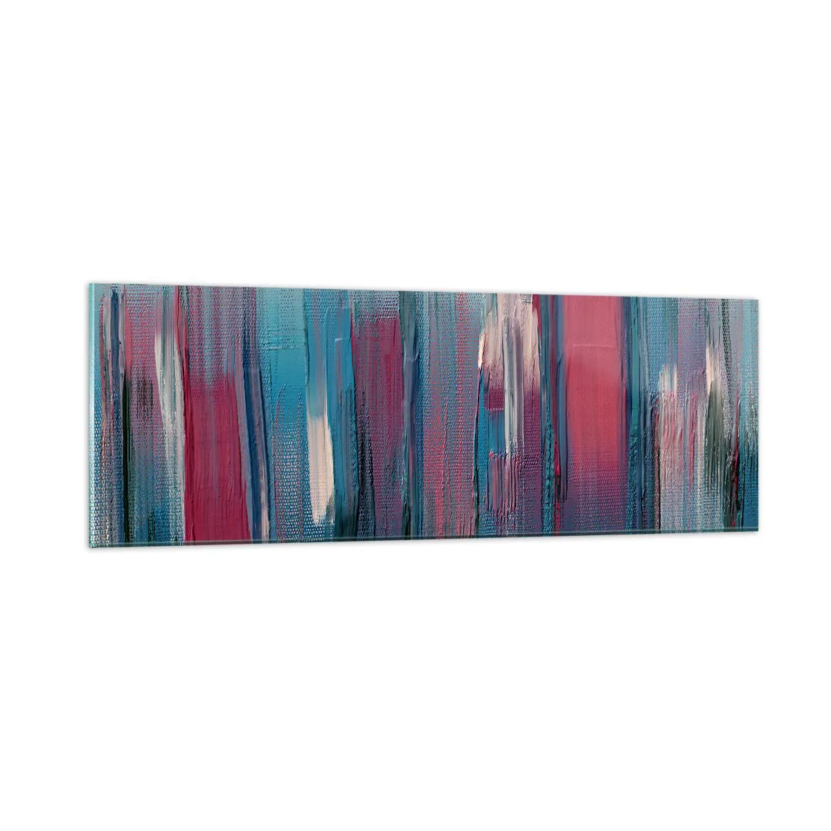 Obraz na skle - Vertikální kompozice v modré a červené - 90x30 cm