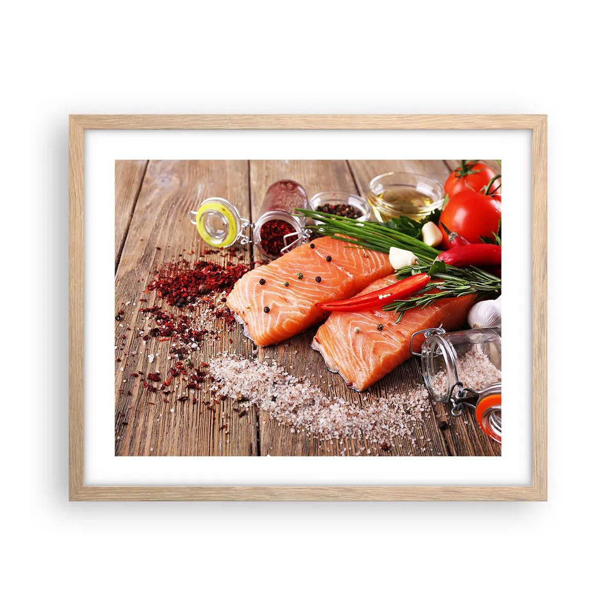 Plakát v rámu světlý dub - Norské dobrodružství v kuchyni - 50x40 cm