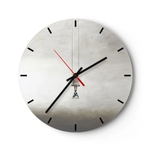 Nástěnné hodiny - Postava na houpačce zavěšená v minimalistickém prostoru - 30x30cm - Dítě v nás - Moderní nástěnná dekorace do obývacího pokoje, kuchyně a ložnice ARTTOR