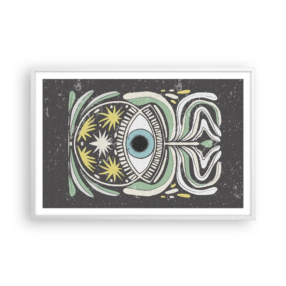 Plakát v bílém rámu - Kmenové rituály - 91x61 cm