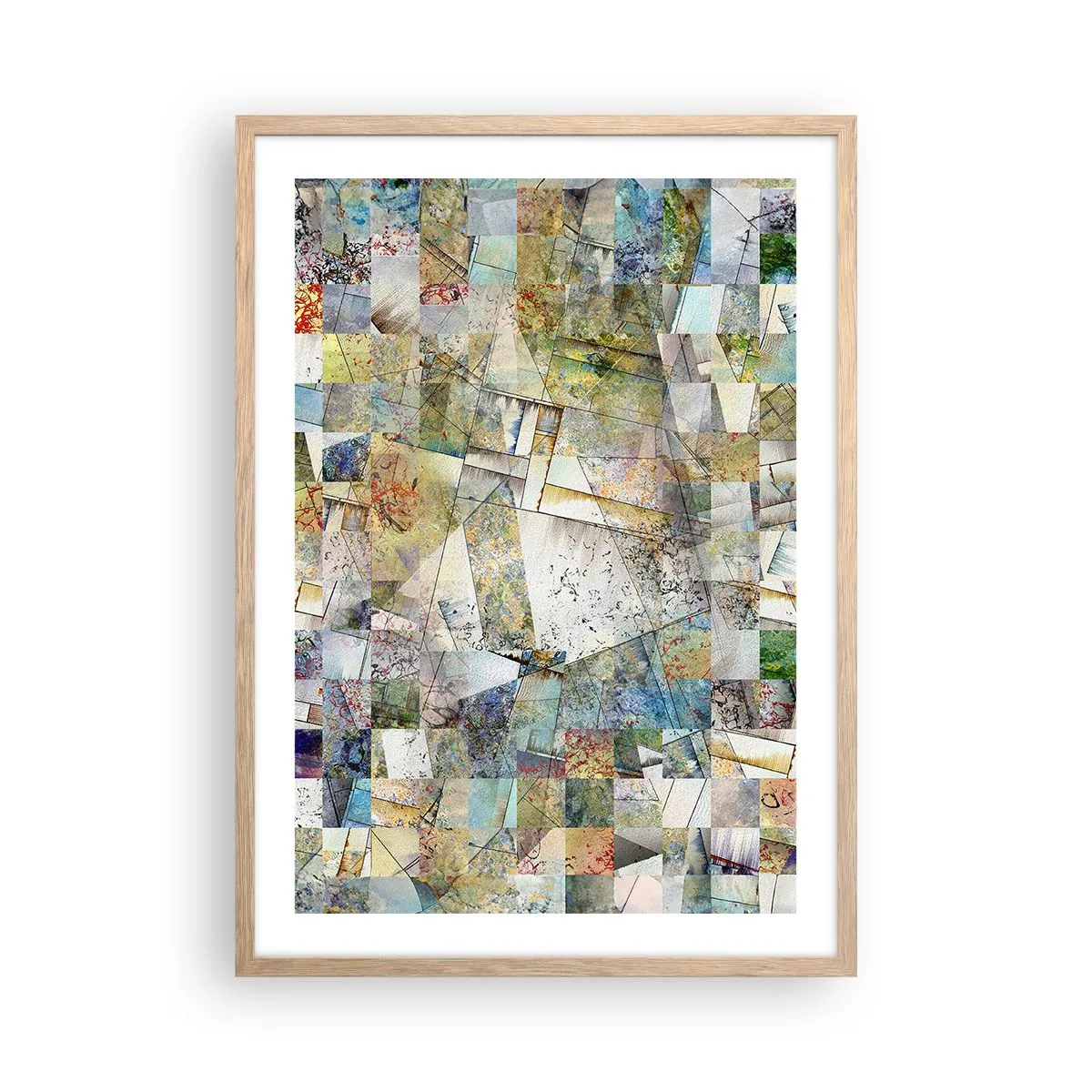 Plakát v rámu světlý dub - Geometrické přeskupení - 50x70 cm