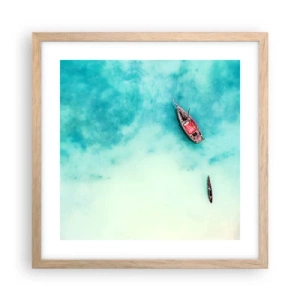 Plakát v rámu světlý dub - Protože na plážích Zanzibaru, když je přebytek vody… - 40x40 cm