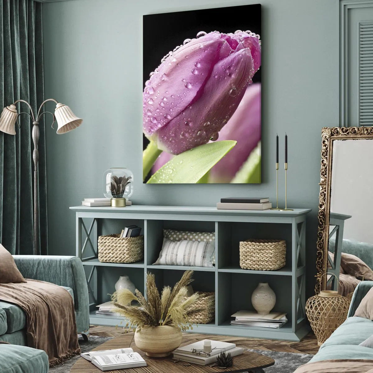 Obraz na plátně - Liliový sen v rose - 65x120 cm