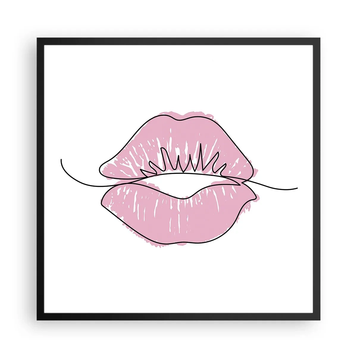 Plakát v černém rámu - Jsi připraven na polibek? - 60x60 cm