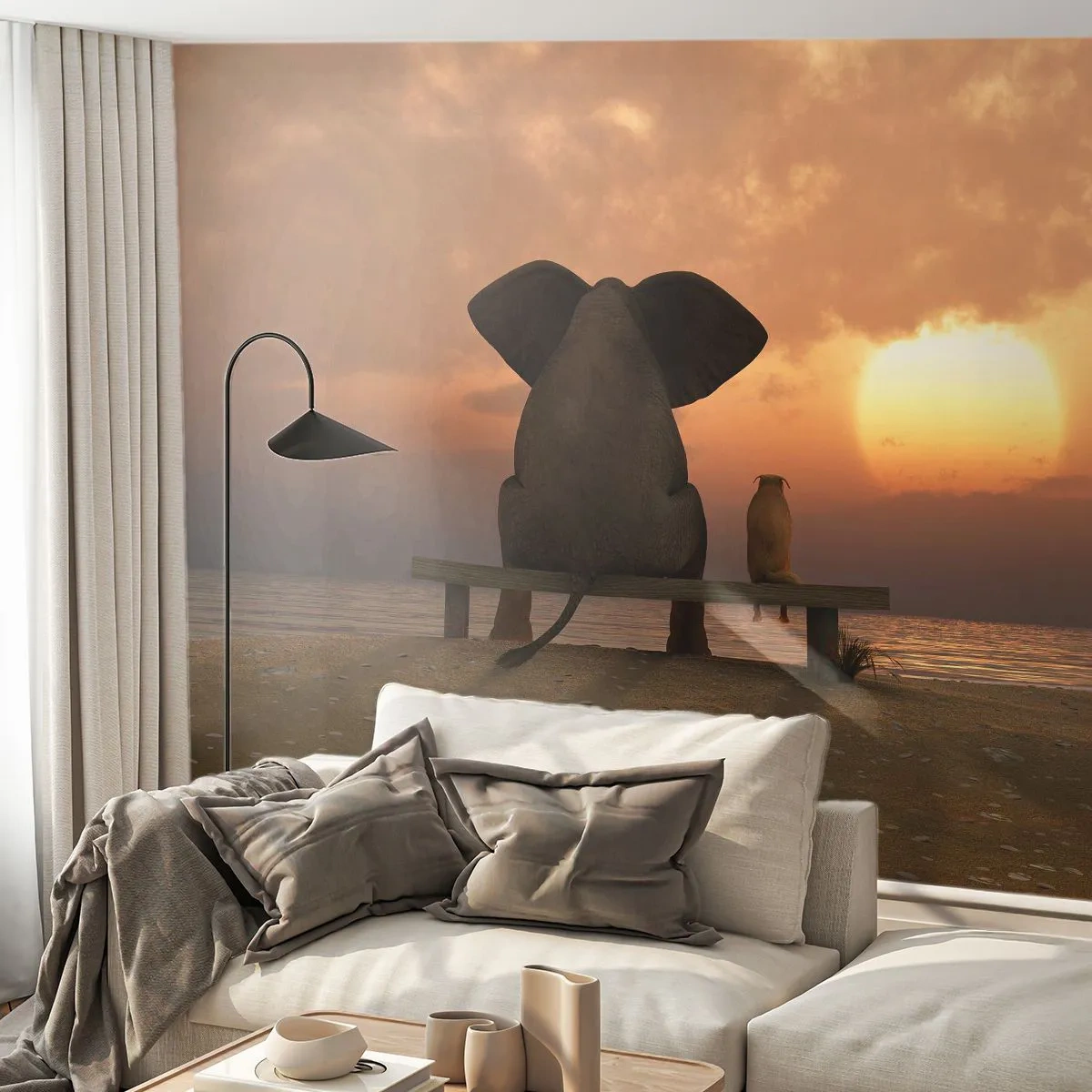 Fototapeta Premium Sand - Je skvělé spolu mlčet - Abstrakce, Zvířata, Přátelství - 400x280 cm