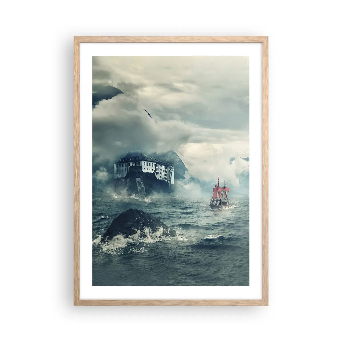 Plakát v rámu světlý dub - V kouzelných vodách - 50x70 cm