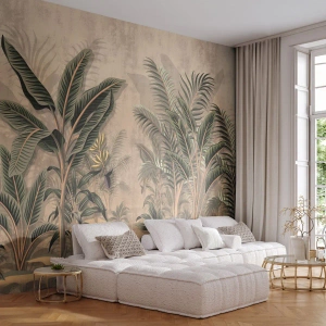 Fototapeta Standard Eco - Rytina v koloniálním stylu - Tropický les, Kokosová palma, Banánovník - 450x315 cm