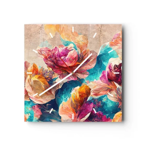 Nástěnné hodiny - Barevné bohatství kytice - 40x40 cm