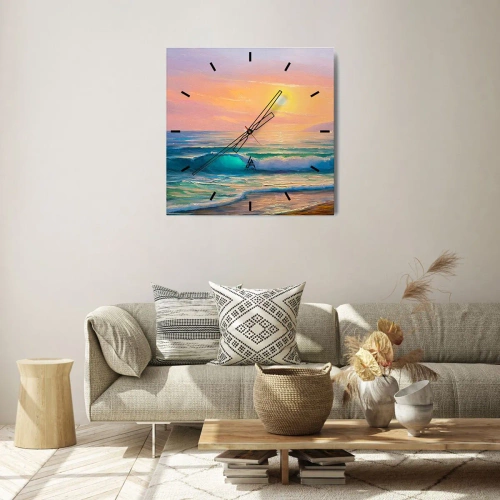 Nástěnné hodiny - Tyrkysová píseň vln - 30x30 cm