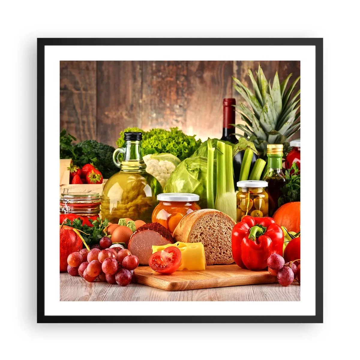 Plakát v černém rámu - Uzené, pečené, marinované - 60x60 cm