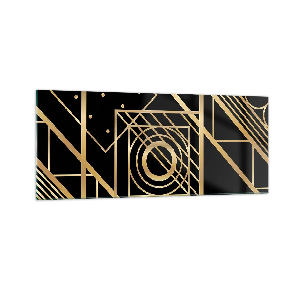 Obraz na skle - Zlatá geometrie - 100x40 cm