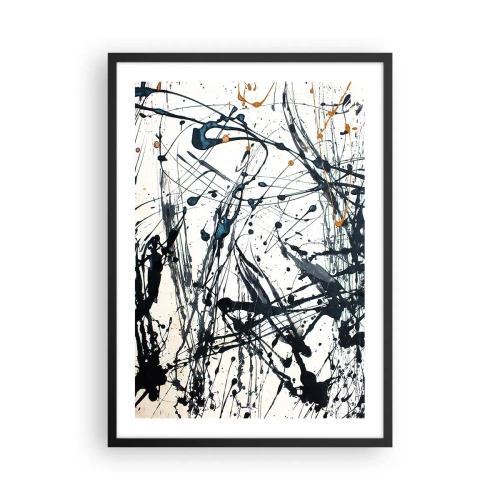 Plakát v černém rámu - Expresivní abstrakce ve stylu gestické malby - 50x70cm - Expresionistická abstrakce - Moderní nástěnná dekorace do obývacího pokoje a ložnice ARTTOR