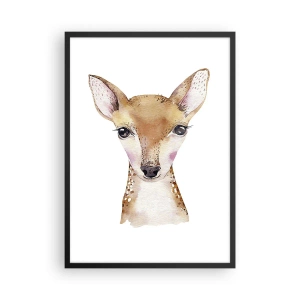 Plakát v černém rámu - Akvarelový portrét mladého koloucha na bílém pozadí - 50x70cm - Povaha nevinnosti - Moderní nástěnná dekorace do obývacího pokoje a ložnice ARTTOR