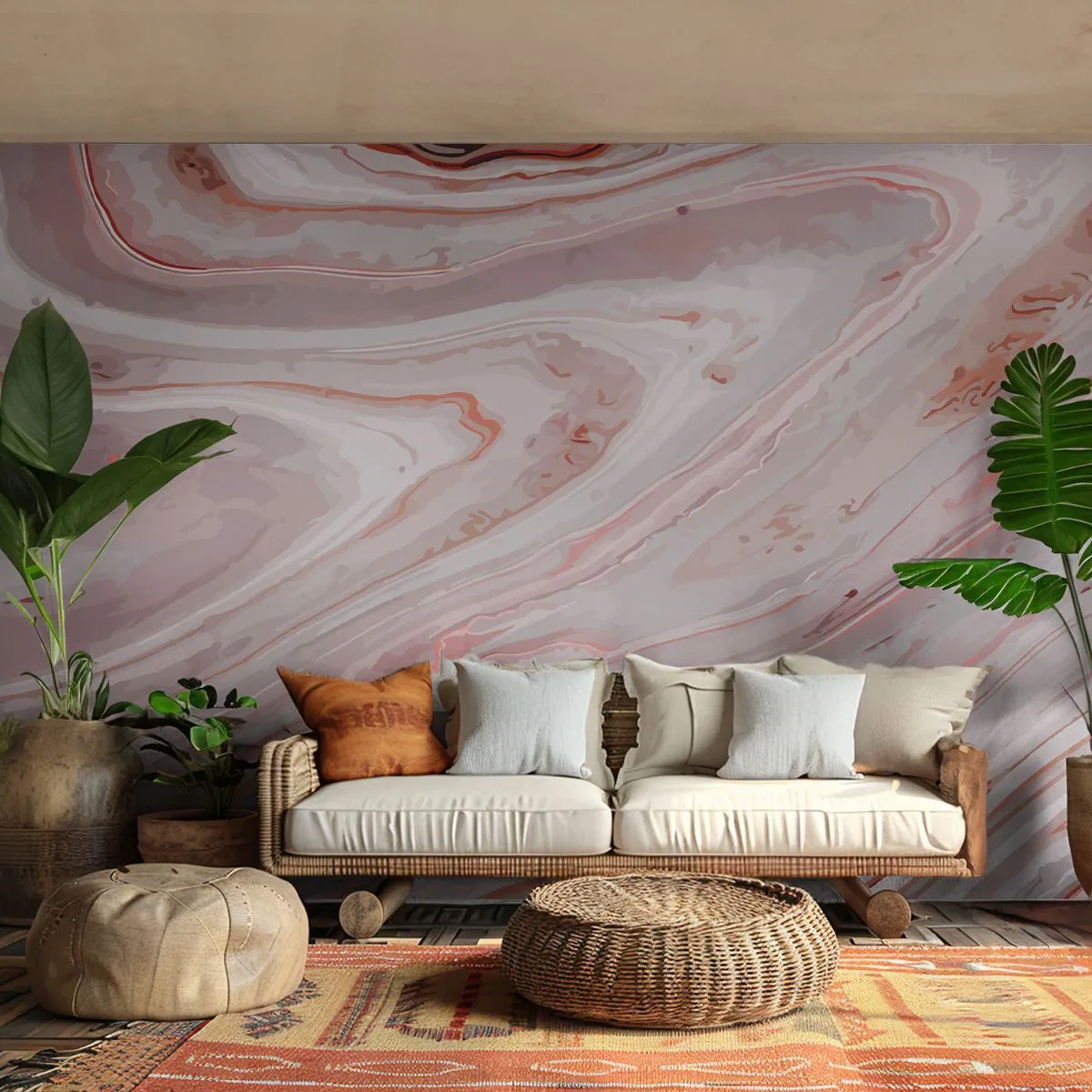 Fototapeta Premium Sand - Tekutá růžová - Abstrakce, Kus, Moderní vzor - 500x350 cm